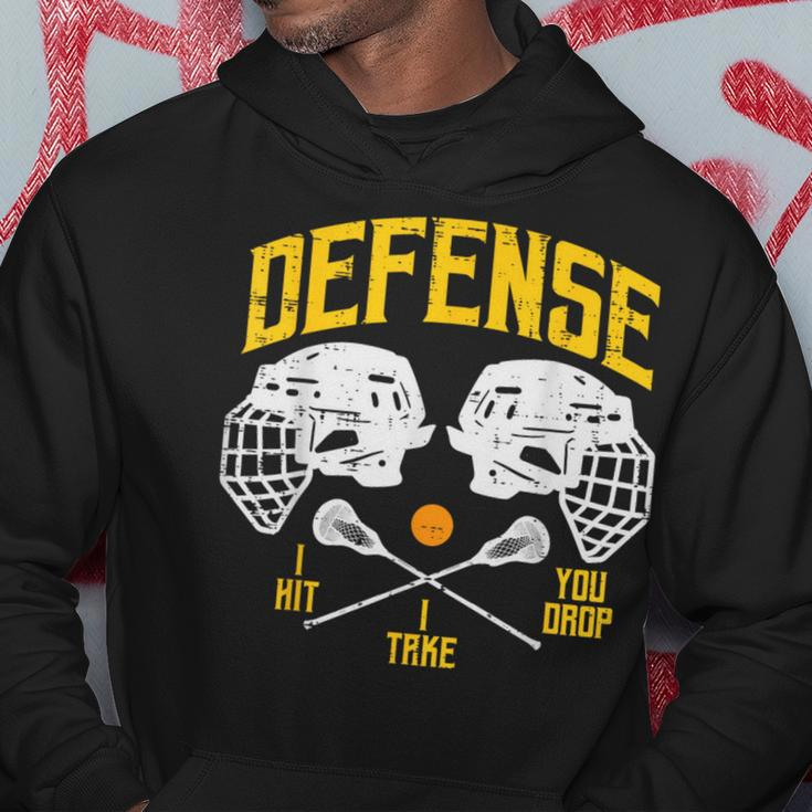 Lacrosse Defense I Hit Take You Drop Lax Player Boys Hoodie Unique Gifts