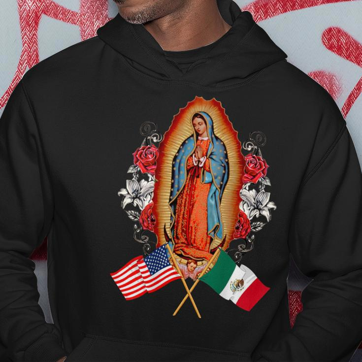 Our Lady Virgen De Guadalupe Mexican American Flag Hoodie Unique Gifts