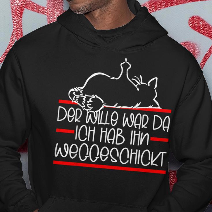 Lazy Cat Saying Der Wille War Da Cat S Hoodie Lustige Geschenke