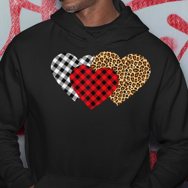 Leopard Heart Buffalo Plaid Heart Valentine Day Hoodie Unique Gifts