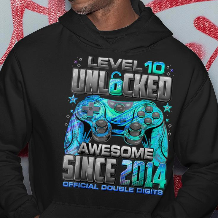 Level 10 Unlocked Awesome Since 2014 10Th Birthday GamingHoodie Unique Gifts