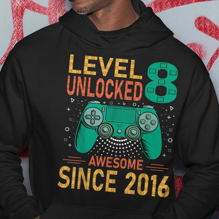 Level 8 Unlocked Birthday 8Th Birthday Gaming 8 Years Old Hoodie Funny Gifts