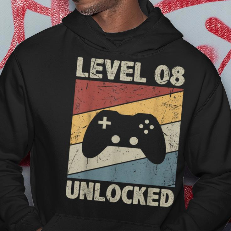 Level 8 Unlocked Video Gamer 8Th Birthday Vintage Hoodie Unique Gifts
