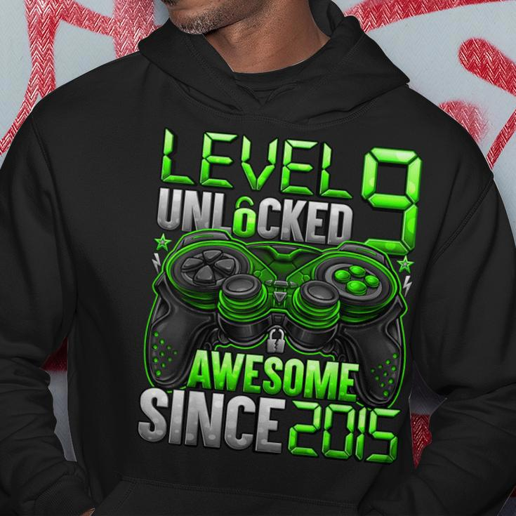 Level 9 Unlocked Awesome Since 2015 9Th Birthday Gaming Hoodie Personalized Gifts