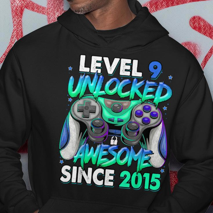 Level 9 Unlocked Awesome Since 2015 Gaming 9Th Birthday Hoodie Personalized Gifts