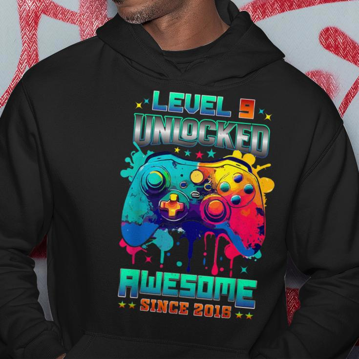 Level 9 Unlocked Gamer 9Th Birthday Awesome Since 2015 Hoodie Funny Gifts