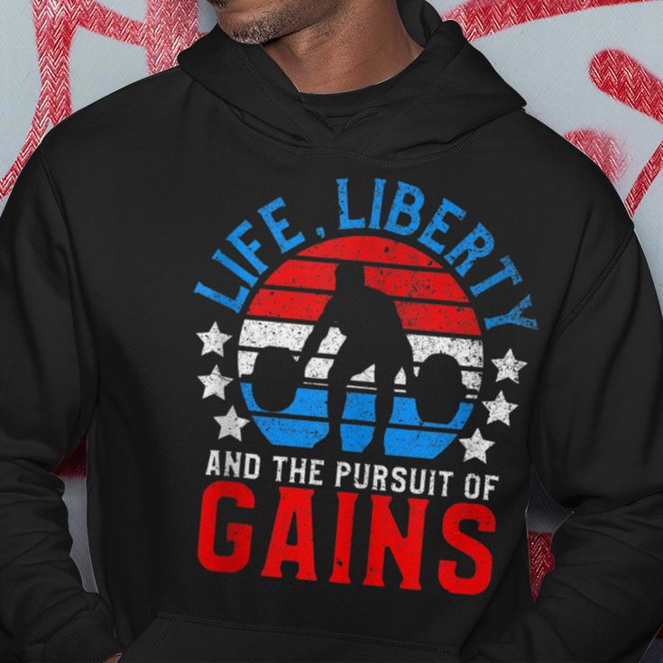 Life Liberty Pursuit Of Gains Workout Weight Lifting Hoodie Unique Gifts