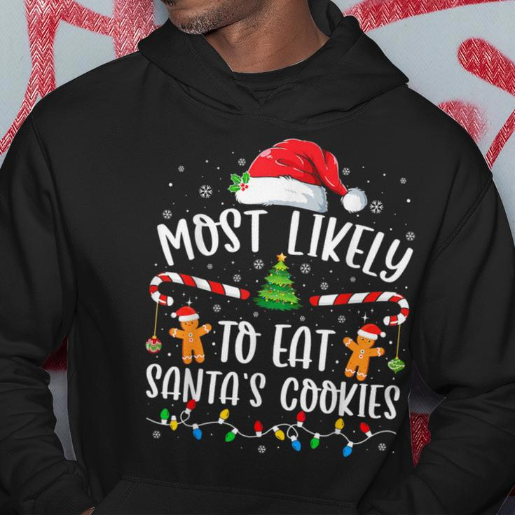 Most Likely To Eat Santas Cookies Xmas Light Hoodie Funny Gifts