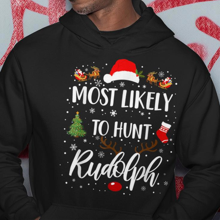 Most Likely To Hunt Rudolph Matching Family Christmas Hoodie Personalized Gifts