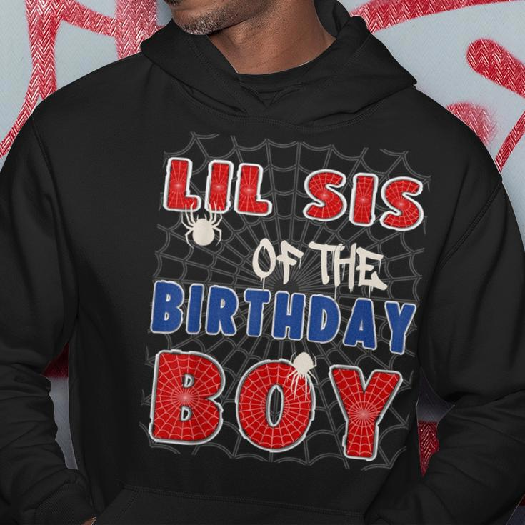 Lil Sis Of The Birthday Boy Costume Spider Web Birthday Hoodie Unique Gifts