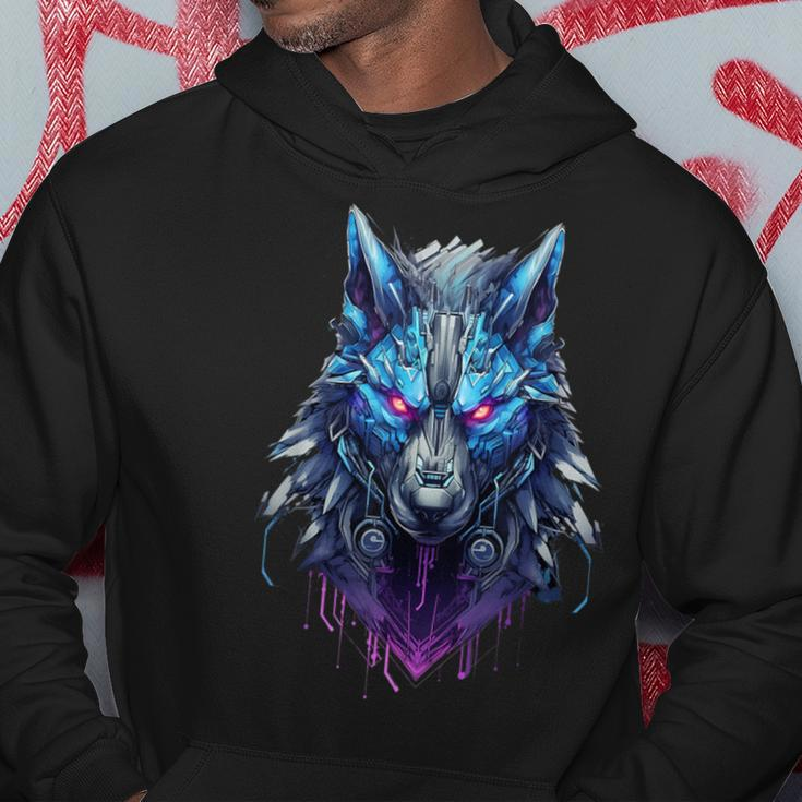 Lone Wolf Howl Futuristic Cyberpunk Wolf Head Hoodie Personalized Gifts