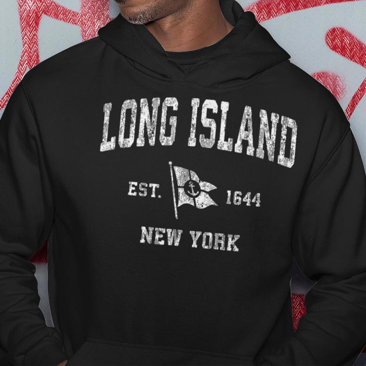 Long Island Nyc New York Ny Vintage Boat Anchor Flag Hoodie Unique Gifts