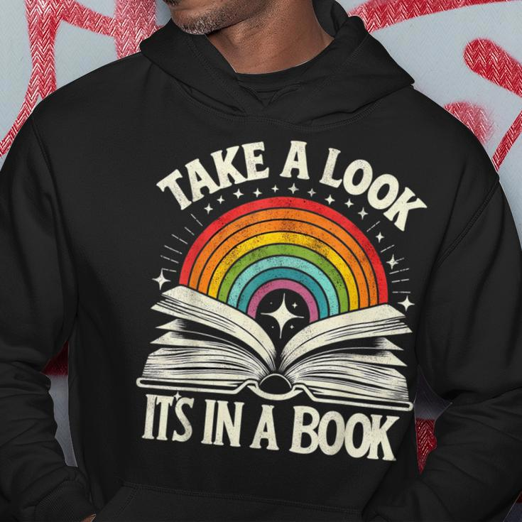 Take A Look A Book Vintage Reading Librarian Rainbow Hoodie Unique Gifts