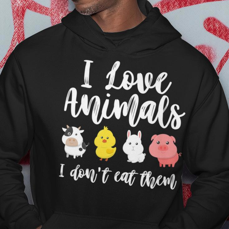 I Love Animals I Don't Eat Them Vegan Vegetarian Hoodie Unique Gifts