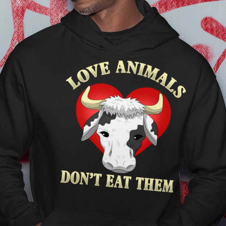 Love Animals Don't Eat Them Vegan Vegetarian Cow Face Hoodie Unique Gifts