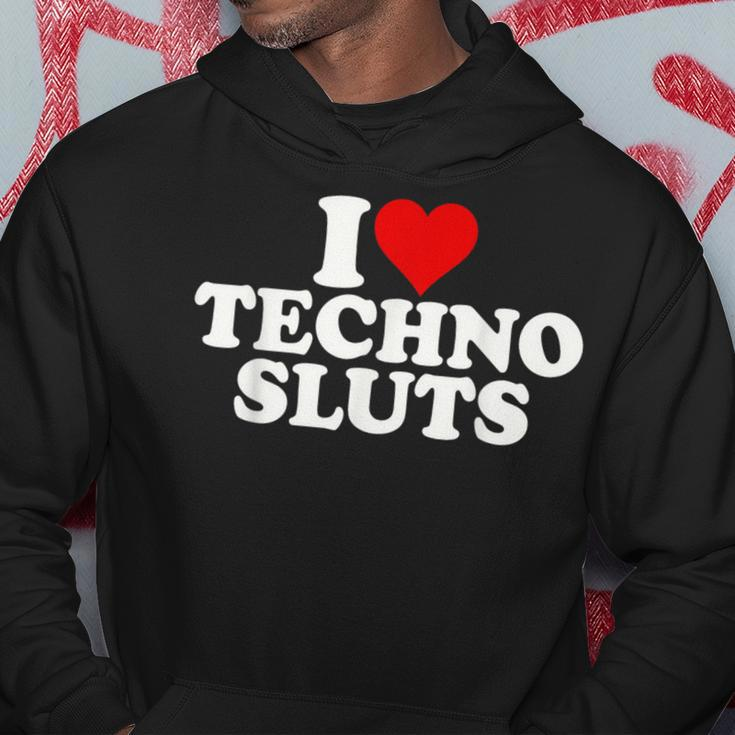 I Love Heart Techno Sluts Edm Music Hoodie Funny Gifts