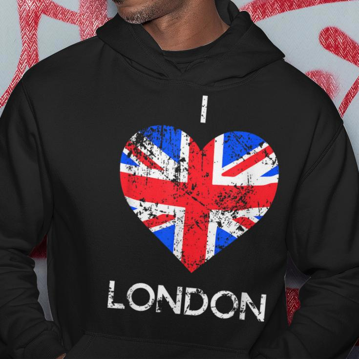I Love London Distressed Union Jack Heart Hoodie Unique Gifts