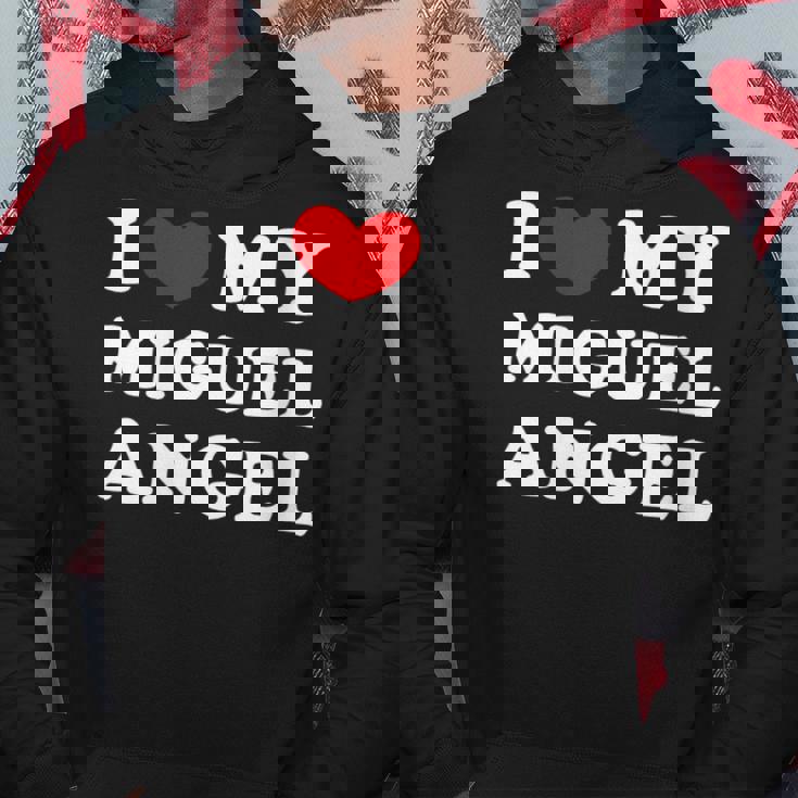 I Love My Miguel-Angel Amo A Mi Miguel-Angel Cuello Sudadera Regalos divertidos