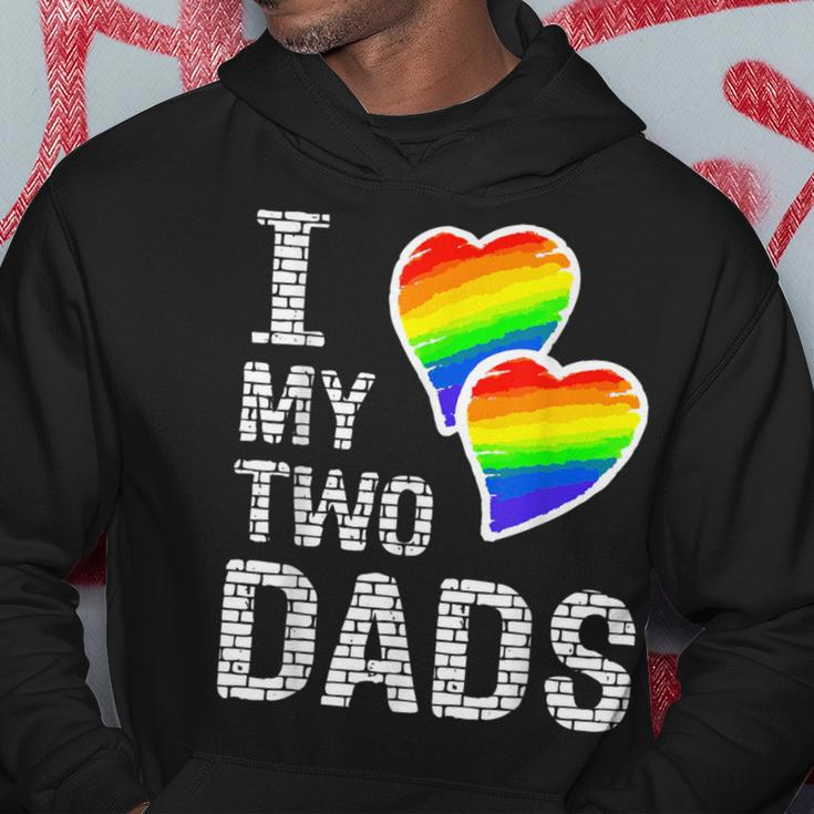 I Love My Two Dads Lgbt Pride Month And Father's Day Heart Hoodie Unique Gifts