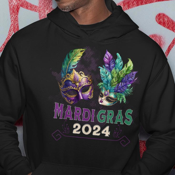Mardi Gras 2024 Jester Feather Masks Carnival Parade Party Hoodie Unique Gifts