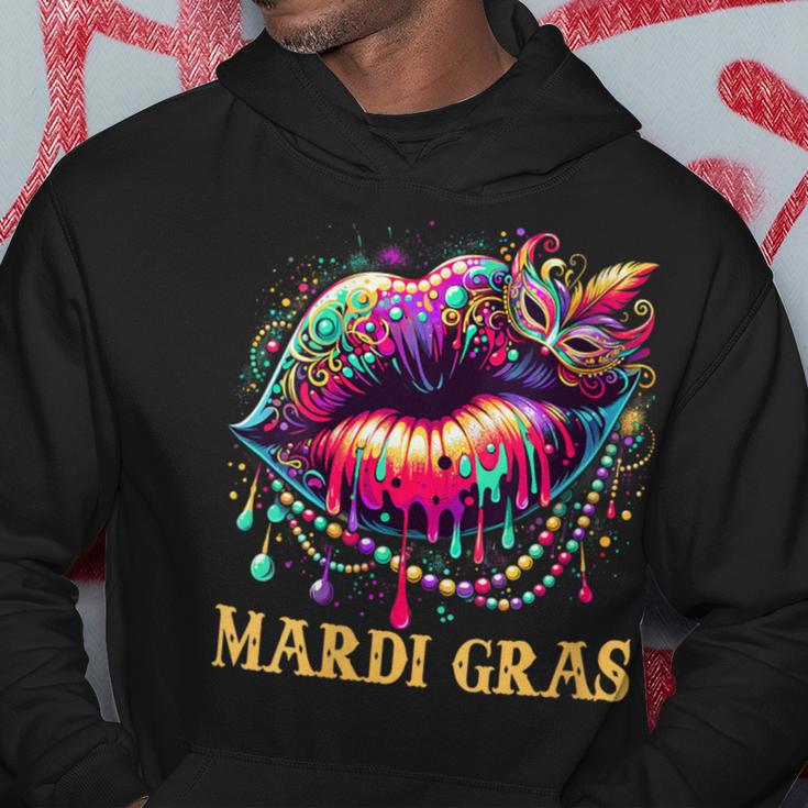 Mardi Gras Lips Queen Beads Mask Carnival Colorful Hoodie Unique Gifts