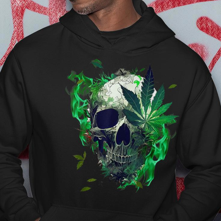 Marijuana Skull Smoke Weed Cannabis 420 Pot Leaf Sugar Skull Hoodie Unique Gifts