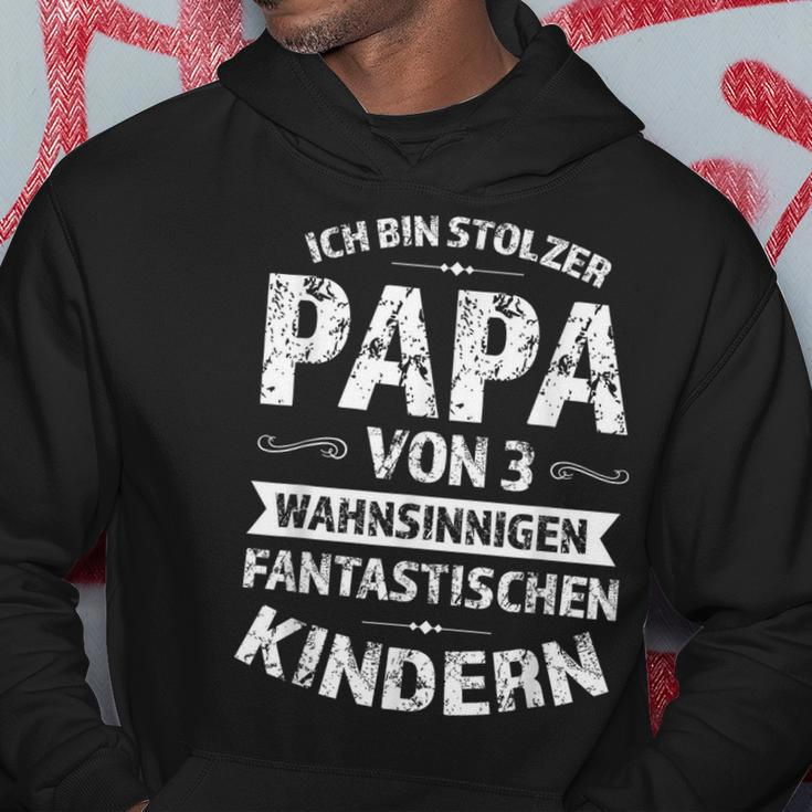 Men's Ich Bin Stolzer Papa Von 3 Kinder Papa 3 Black Hoodie Lustige Geschenke