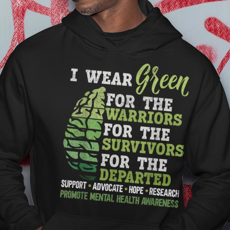 Mental Health Awareness Matters Support I Wear Green Warrior Hoodie Funny Gifts