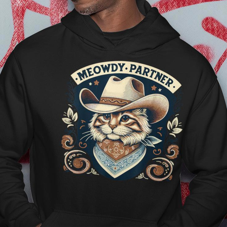 Meowdy Partner Cat Cowboy Hat Howdy Country Western Hoodie Unique Gifts