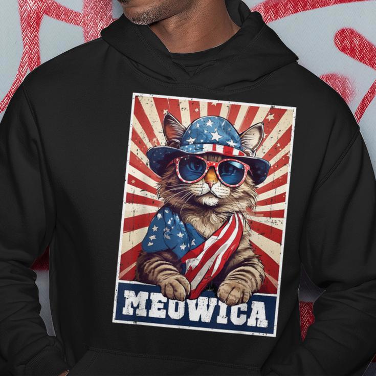 Meowica 4Th Of July Cat American Flag Cat 4Th Of July Hoodie Unique Gifts