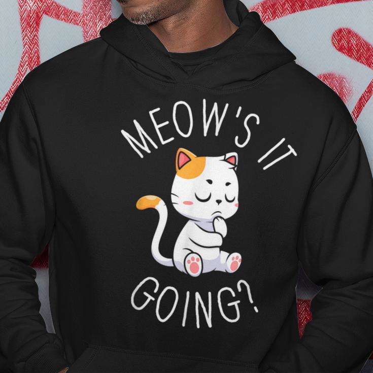 Meow's It Going Cats Pet Animals Owner Cat Lover Graphic Hoodie Unique Gifts