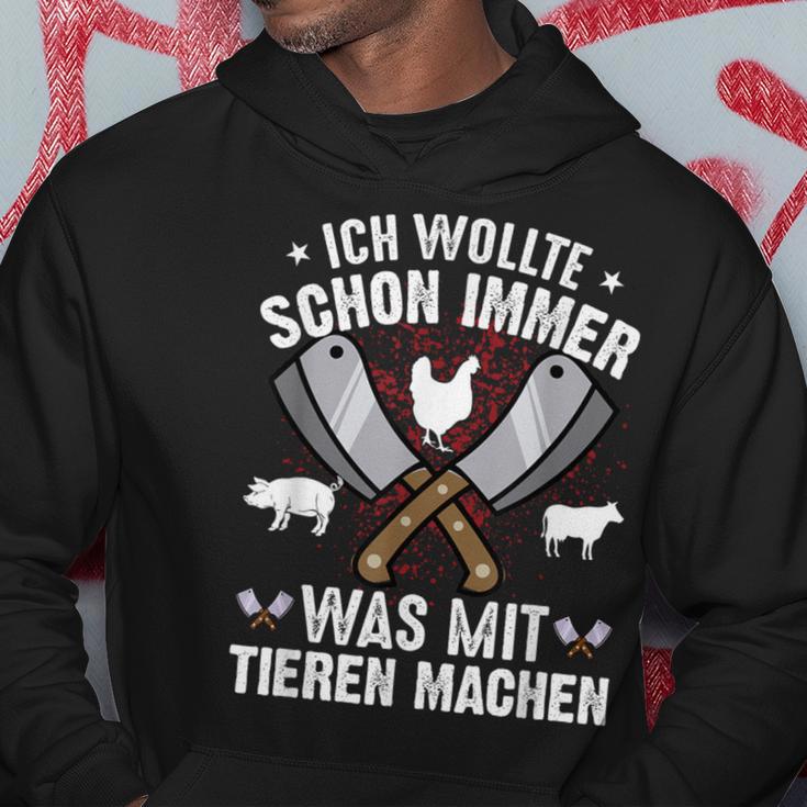 Metzger Was Mit Tieren Text In German Hoodie Lustige Geschenke