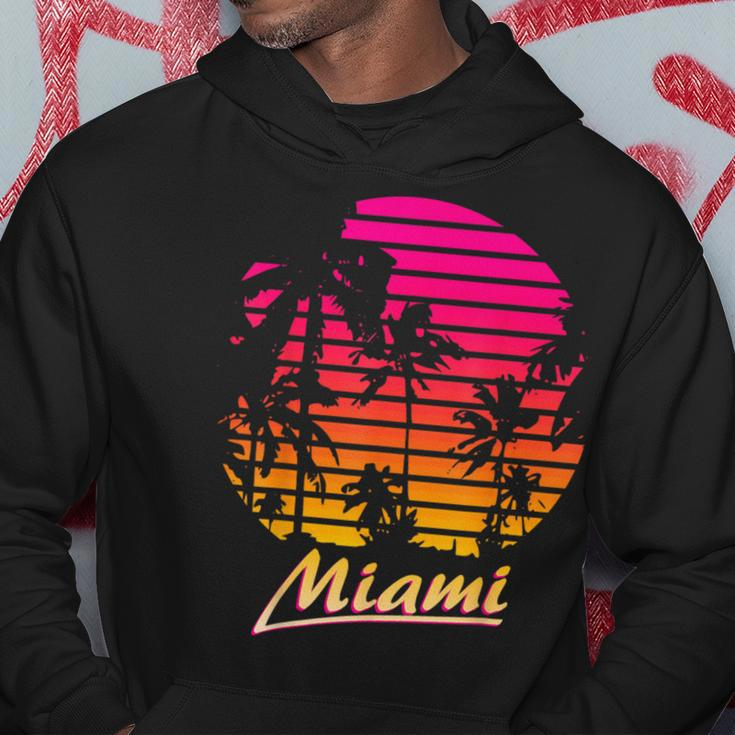 Miami 80S Summer Beach Palm Sunset Hoodie Lustige Geschenke