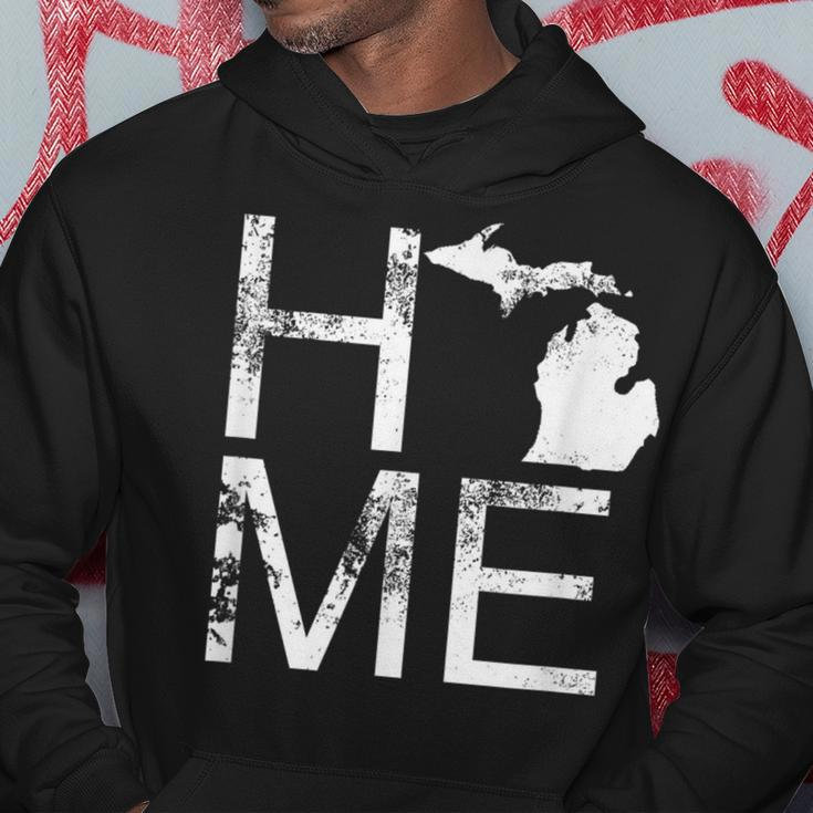 Michigan Home Mi State Love Pride Map Distressed Hoodie Unique Gifts
