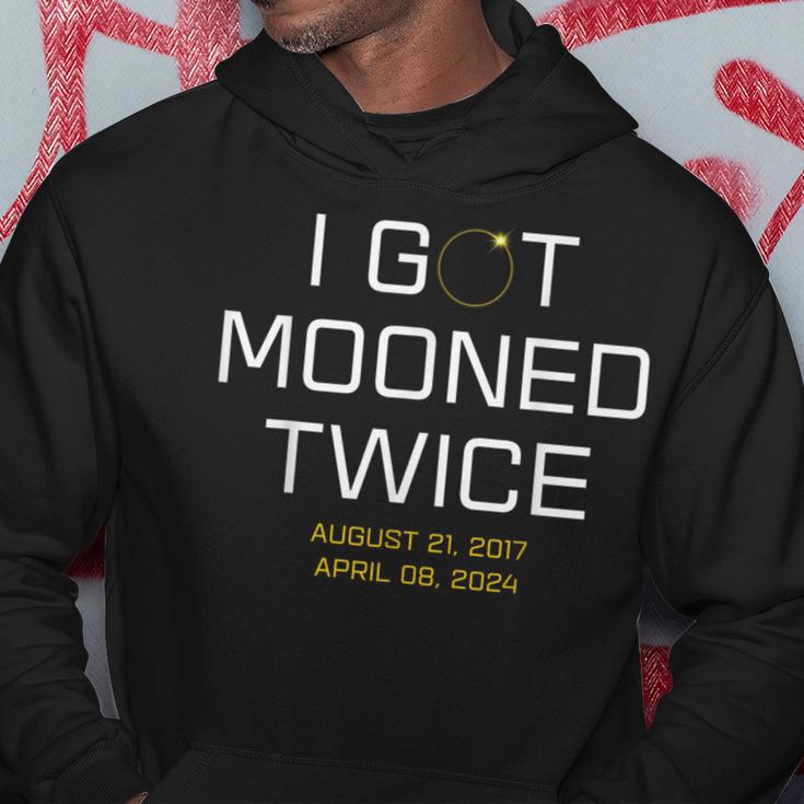 I Got Mooned Twice 2024 Total Solar Eclipse Totality Hoodie Unique Gifts