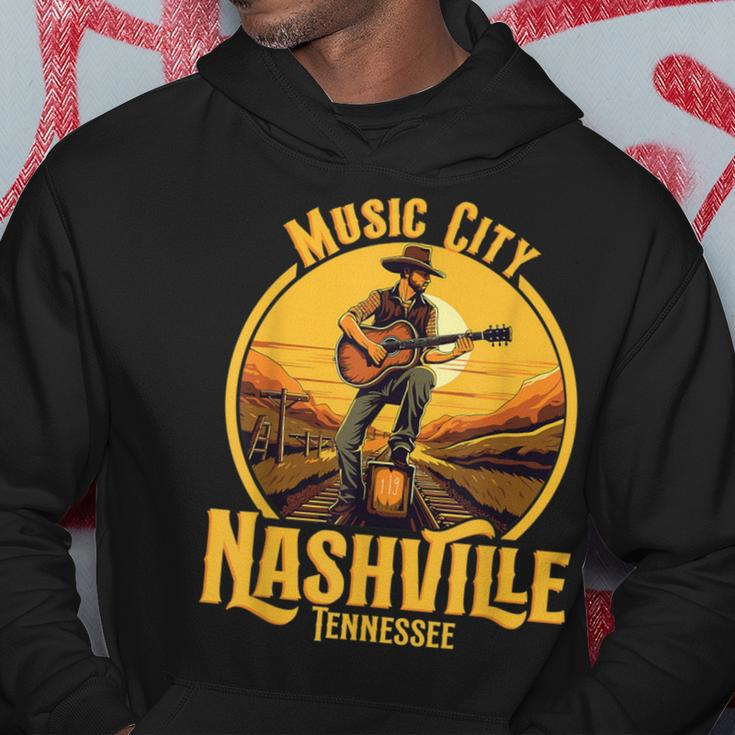 Music City Nashville Tennessee Vintage Guitar Country Music Hoodie Unique Gifts