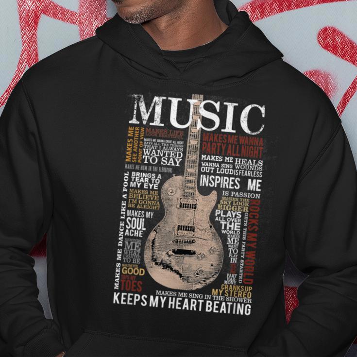 Music Quotes Guitar Keeps My Heart Beating Musician Bass Hoodie Unique Gifts