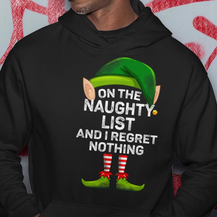 On The Naughty List And I Regret Nothing Elf Christmas Hoodie Unique Gifts