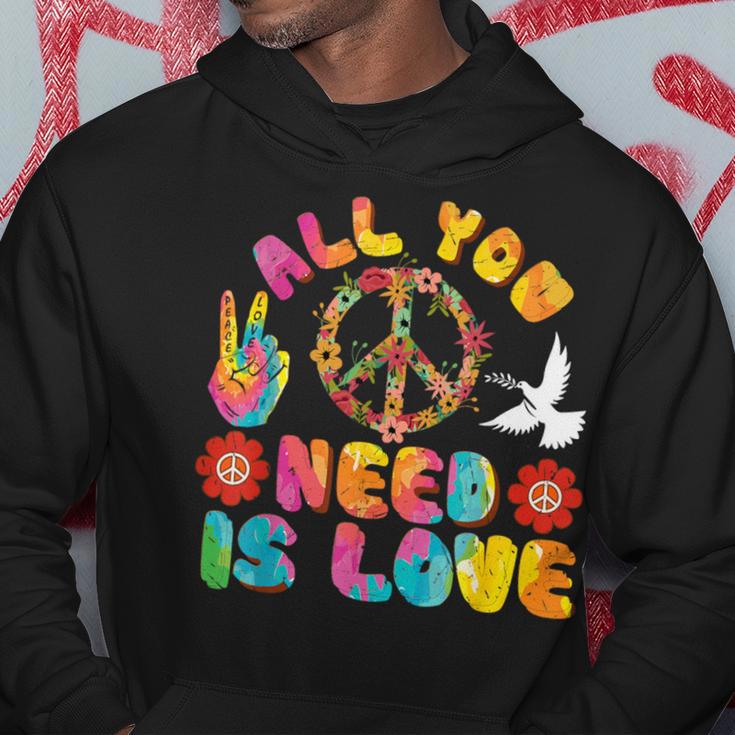 All You Need Is Love Tie Dye Peace Sign 60S 70S Peace Sign Hoodie Unique Gifts