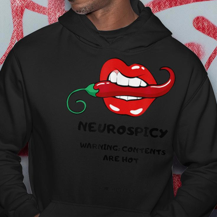 NeuroSpicy Grafik Hoodie mit Feurigem Mund Design - Schwarz Lustige Geschenke