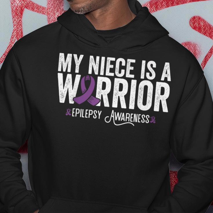 My Niece Is A Warrior Epilepsy Awareness Purple Ribbon Hoodie Funny Gifts