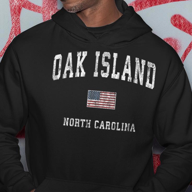 Oak Island North Carolina Nc Vintage American Flag Sports Hoodie Unique Gifts