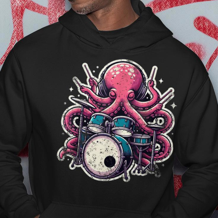 Octopus Playing Drums Drummer Musician Drumming Band Hoodie Unique Gifts