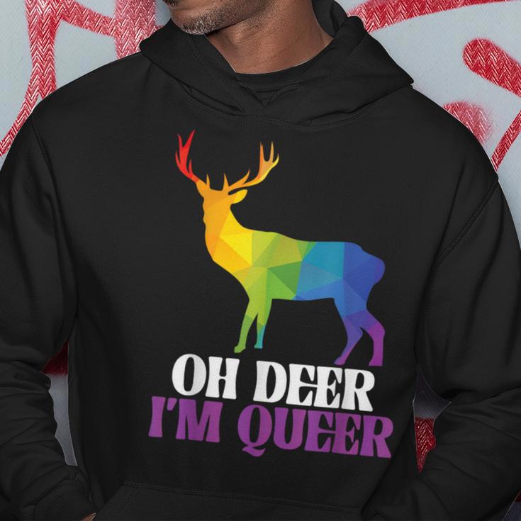 Oh Deer I'm Queer Reh Regenbogen Lgbtq Pride Herren Damen Kapuzenpullover Lustige Geschenke