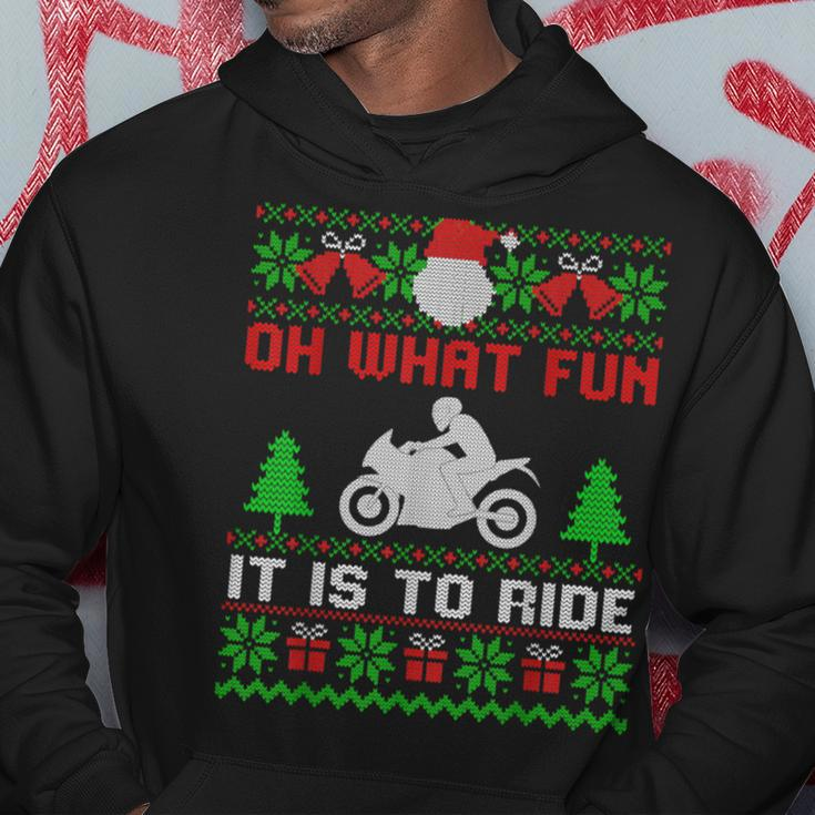 Oh What Fun It Is To Ride Motorcycle Ugly Christmas Hoodie Unique Gifts