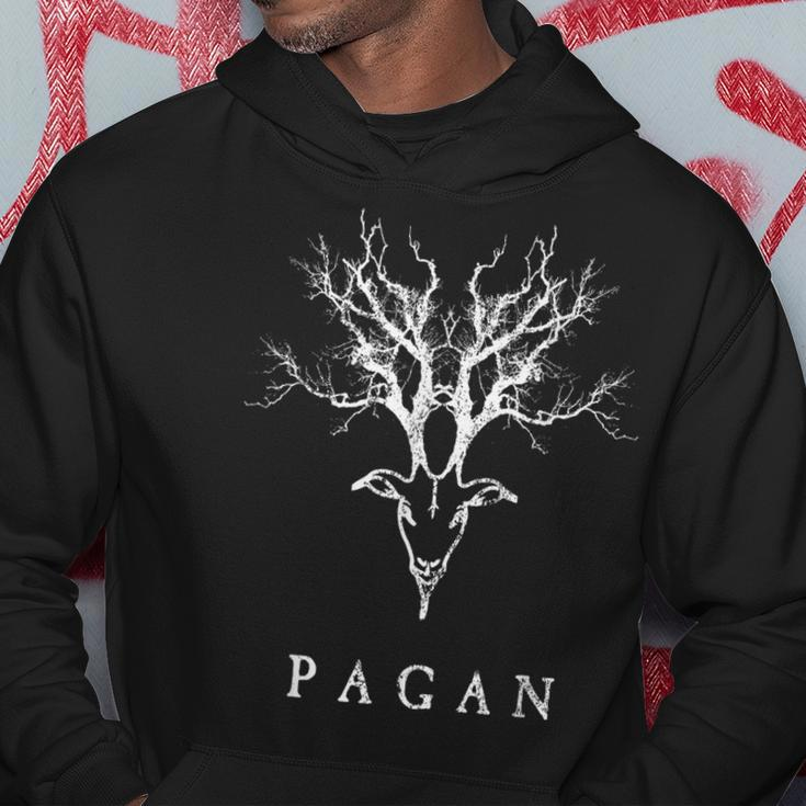 Pagan Tree Horn Goat Distressed Vintage Style Hoodie Unique Gifts