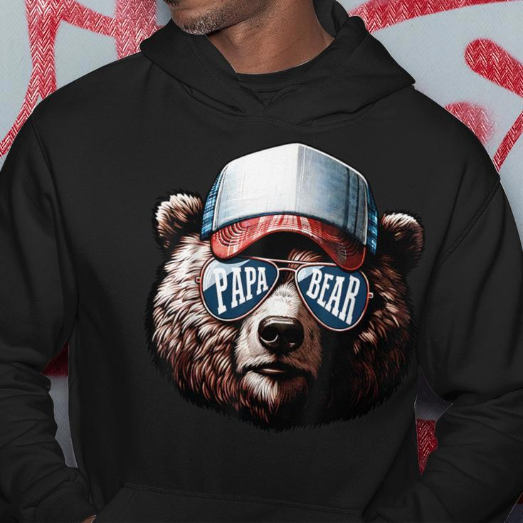 Papa Bear Face Fathers Day Daddy Bear Hoodie Funny Gifts