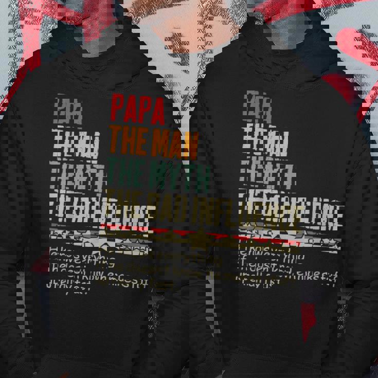 Papa The Man The Myth The Bad Influence Vintage Father's Day Hoodie Personalized Gifts