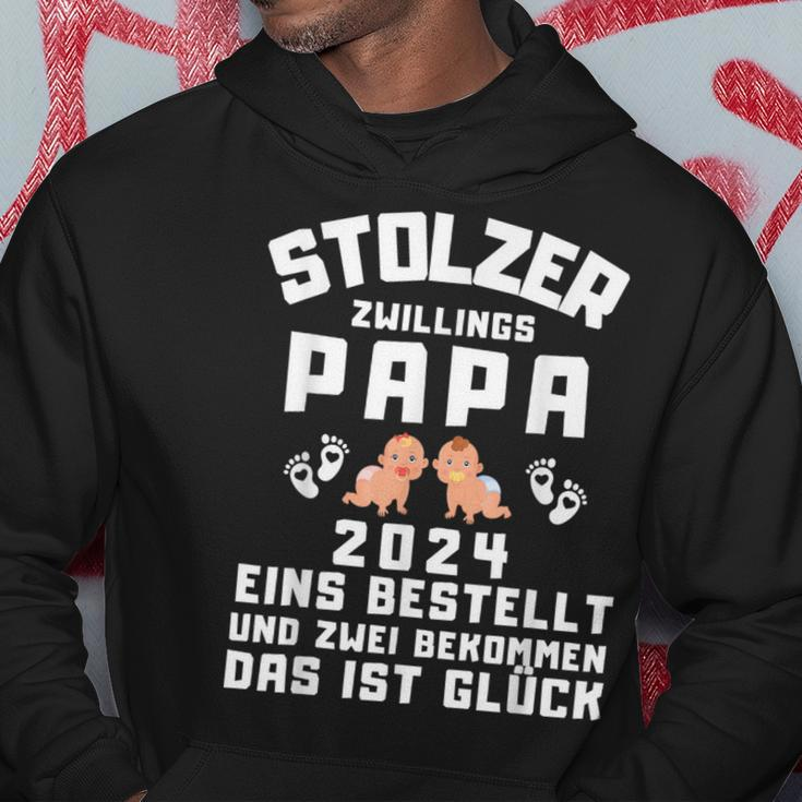 Papa Von Zwillingen 2024 Saying Proud Twin Papa 2024 Hoodie Lustige Geschenke