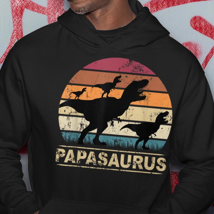 Papasaurus Dinosaur With Papaon Drei Kinder Dino Triplets Kapuzenpullover Lustige Geschenke